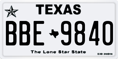 TX license plate BBE9840