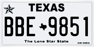 TX license plate BBE9851