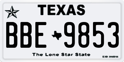 TX license plate BBE9853