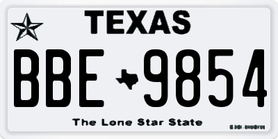 TX license plate BBE9854