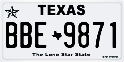 TX license plate BBE9871