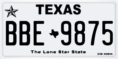 TX license plate BBE9875