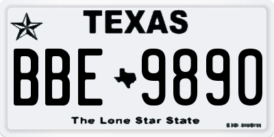 TX license plate BBE9890