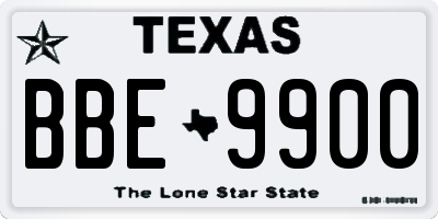 TX license plate BBE9900