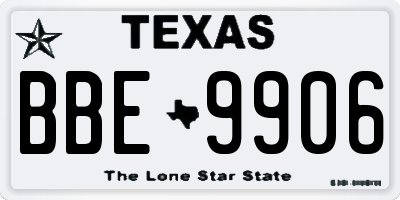 TX license plate BBE9906