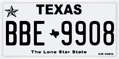 TX license plate BBE9908