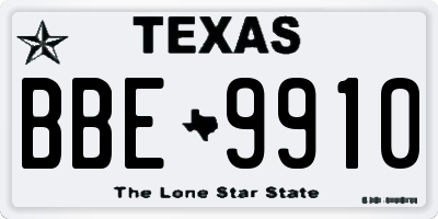TX license plate BBE9910
