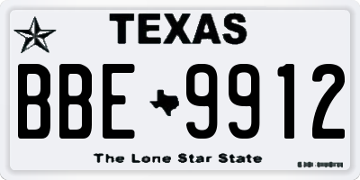 TX license plate BBE9912