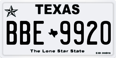 TX license plate BBE9920