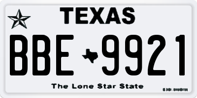 TX license plate BBE9921