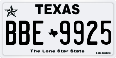 TX license plate BBE9925
