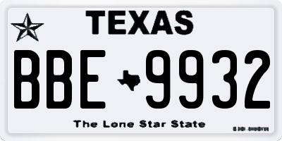 TX license plate BBE9932