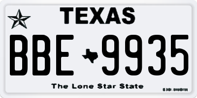 TX license plate BBE9935