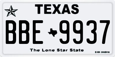 TX license plate BBE9937