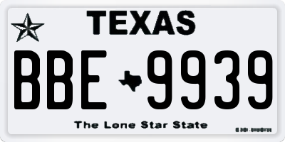 TX license plate BBE9939