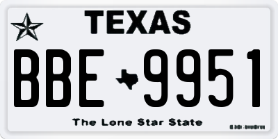 TX license plate BBE9951