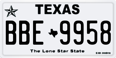 TX license plate BBE9958