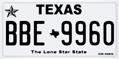 TX license plate BBE9960