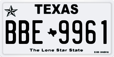 TX license plate BBE9961
