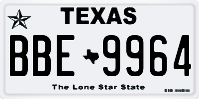 TX license plate BBE9964