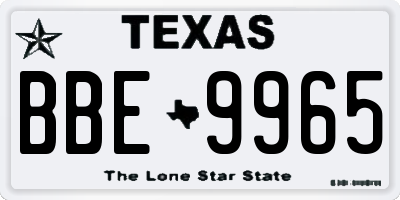 TX license plate BBE9965