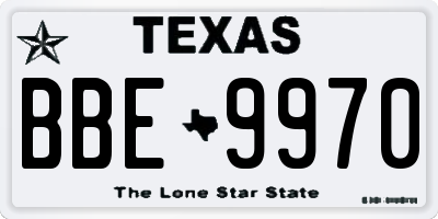 TX license plate BBE9970
