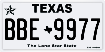 TX license plate BBE9977