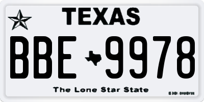 TX license plate BBE9978