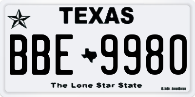 TX license plate BBE9980