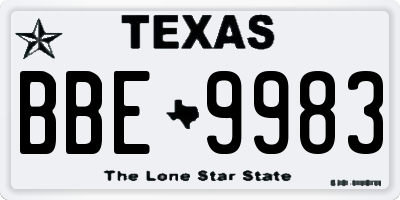 TX license plate BBE9983