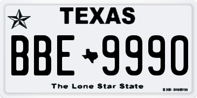 TX license plate BBE9990