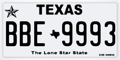 TX license plate BBE9993