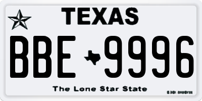 TX license plate BBE9996