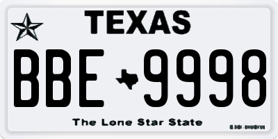 TX license plate BBE9998