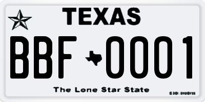 TX license plate BBF0001