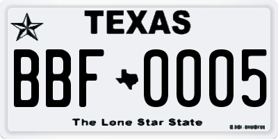 TX license plate BBF0005