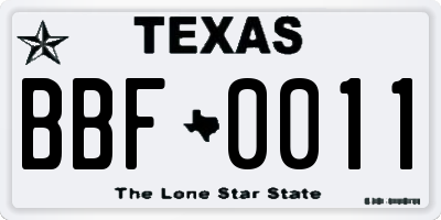TX license plate BBF0011