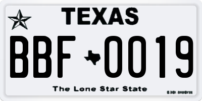 TX license plate BBF0019