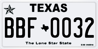 TX license plate BBF0032