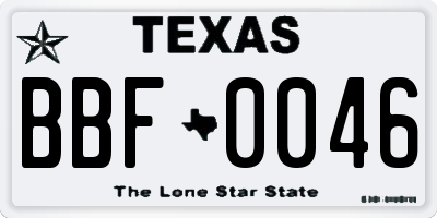 TX license plate BBF0046