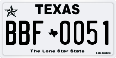 TX license plate BBF0051