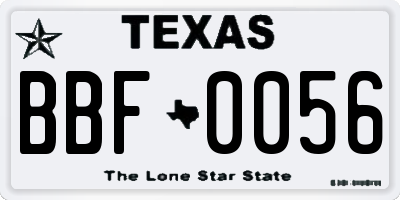 TX license plate BBF0056
