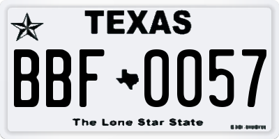 TX license plate BBF0057