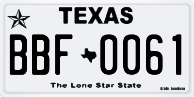 TX license plate BBF0061