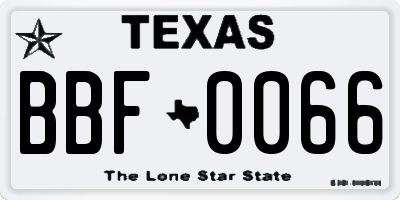 TX license plate BBF0066
