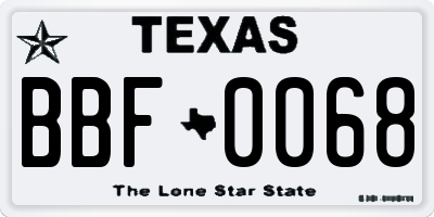 TX license plate BBF0068