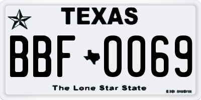 TX license plate BBF0069