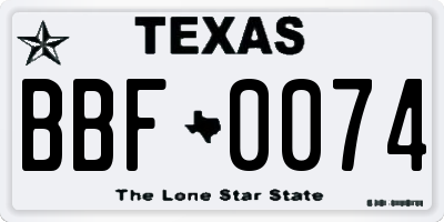 TX license plate BBF0074