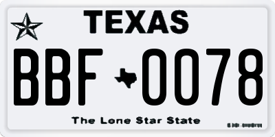 TX license plate BBF0078