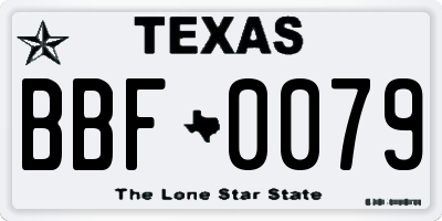 TX license plate BBF0079